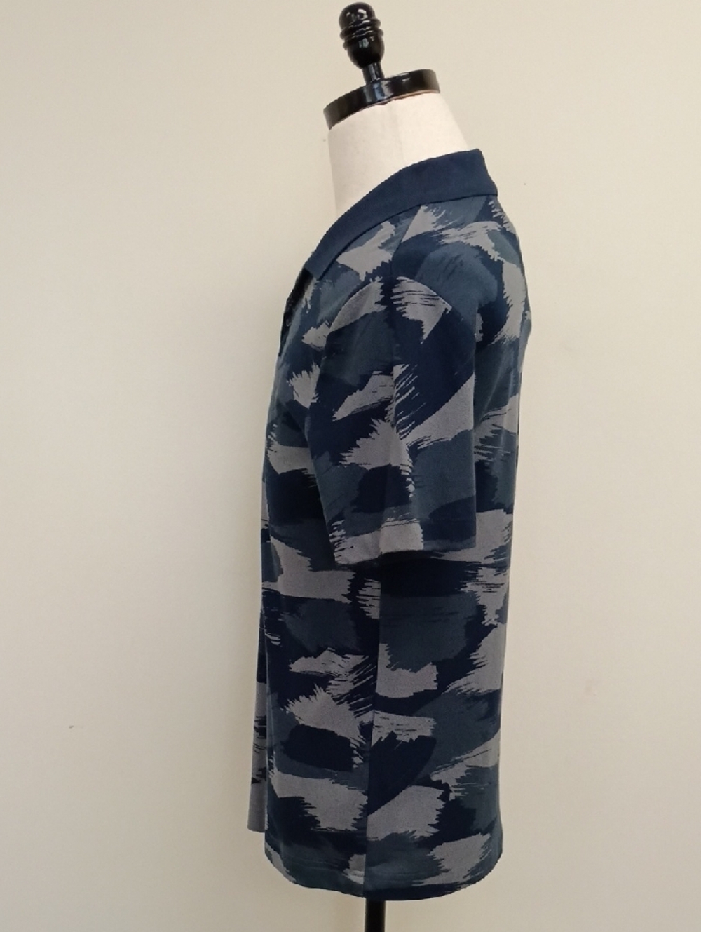 A|X Armani Exchange Camo Polo Shirt Navy Gray Logo Short Sleeve Size Small - Picture 4 of 10